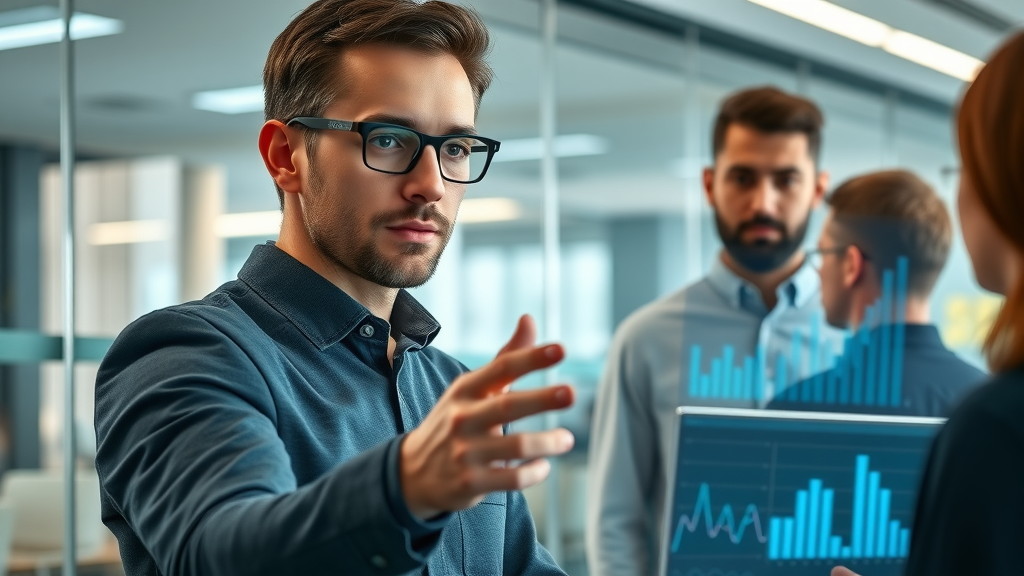 content marketing strategy for lead gen: data analyst presenting marketing strategy results