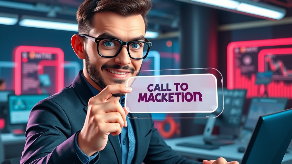 call-to-action cta: marketer showcasing a bold CTA button for lead generation