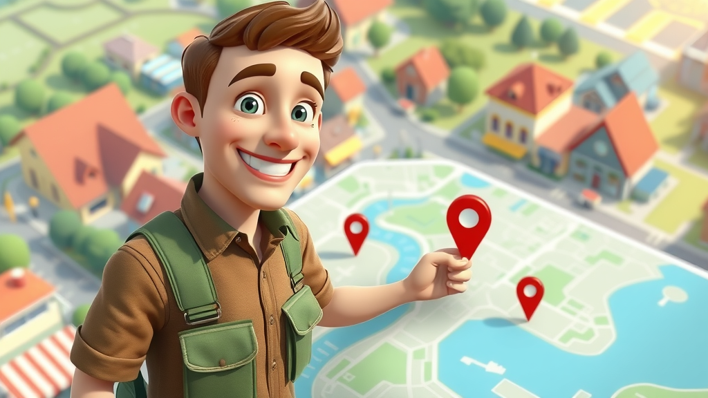 Shop owner pinning store location for local SEO in small business marketing