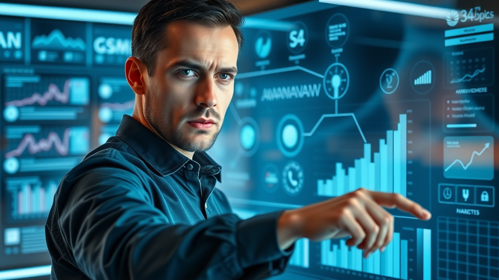 marketer integrating various analytics tools on a touchscreen, analytics software, marketing analytics tool