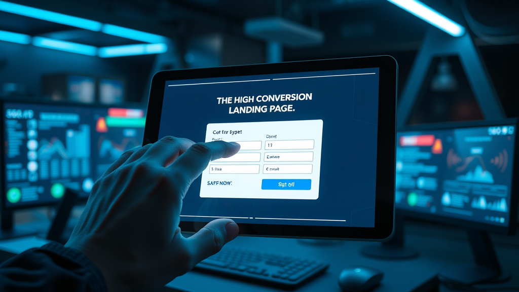 Modern high-conversion landing page for social media lead generation displayed on a digital tablet.