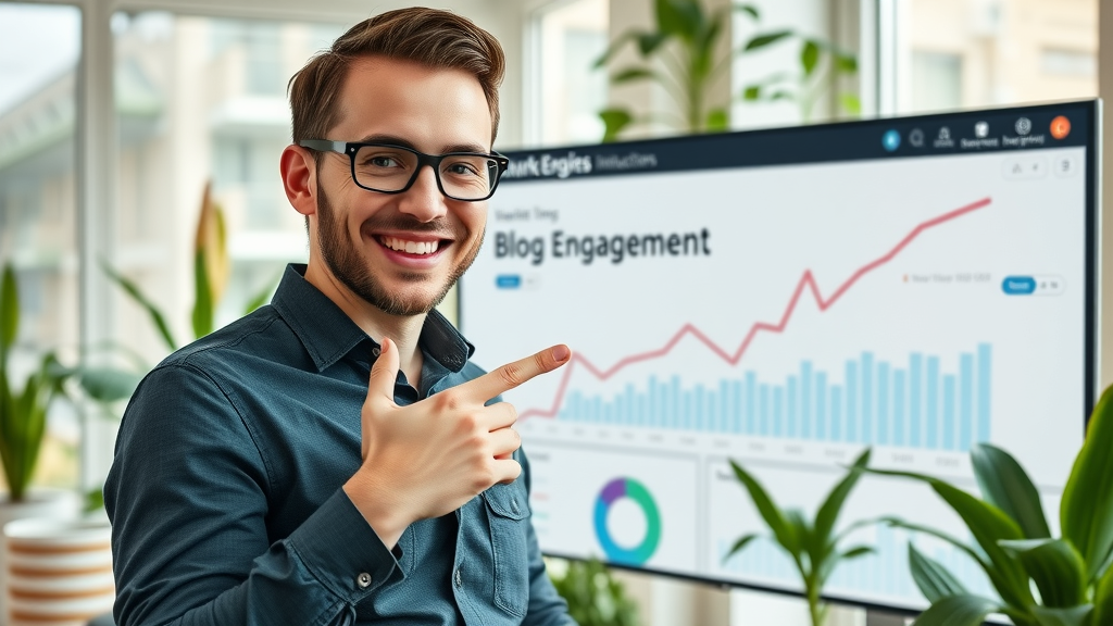 blog posts for lead generation: marketer showing blog engagement graph for lead gen