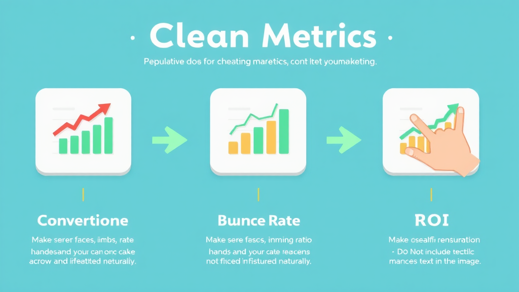 digital marketing metrics infographic showing conversion rate, bounce rate, ROI, and other KPIs