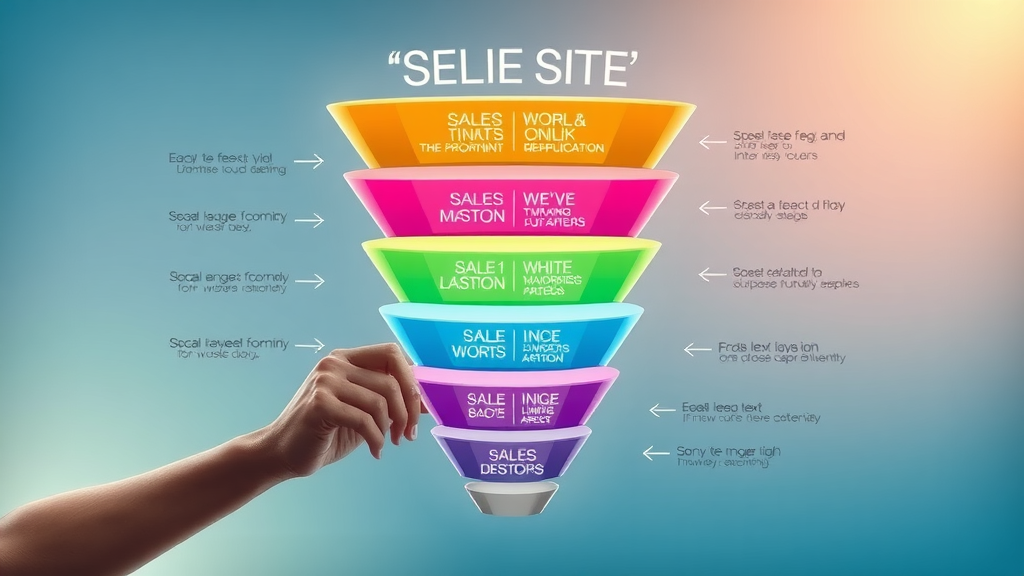 layered sales funnel automation illustration with labeled stages and guiding arrows