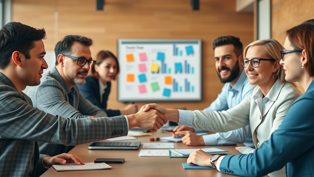 sales and marketing teams collaborating for b2b lead generation success