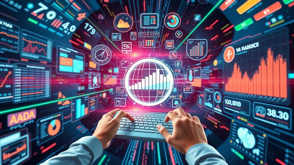composite digital flow of marketing data sources merging into a central analytics platform, data sources, analytics platform