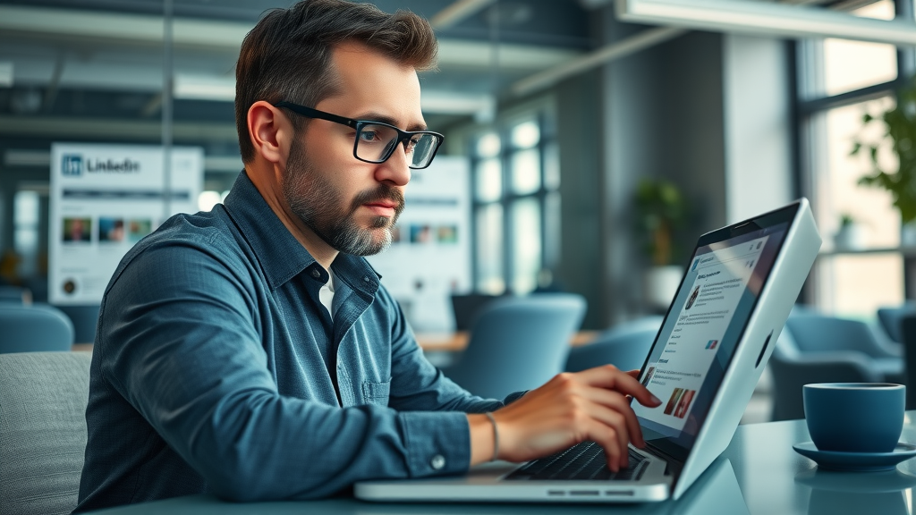 b2b lead generation professional reviewing LinkedIn leads