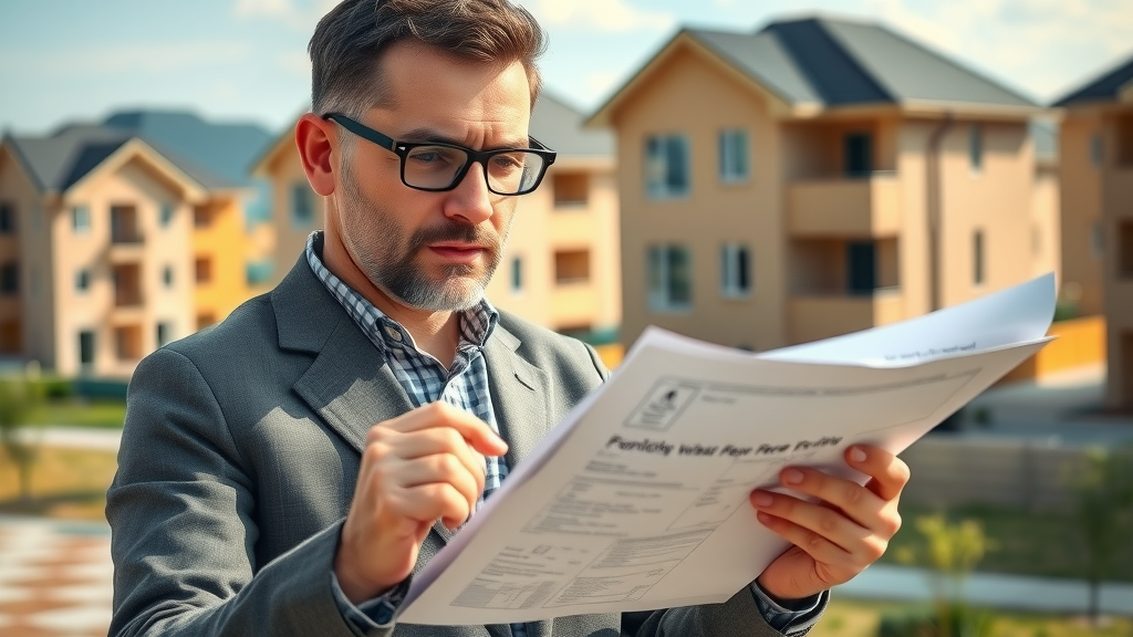 real estate investor evaluating financial documents to calculate property roi