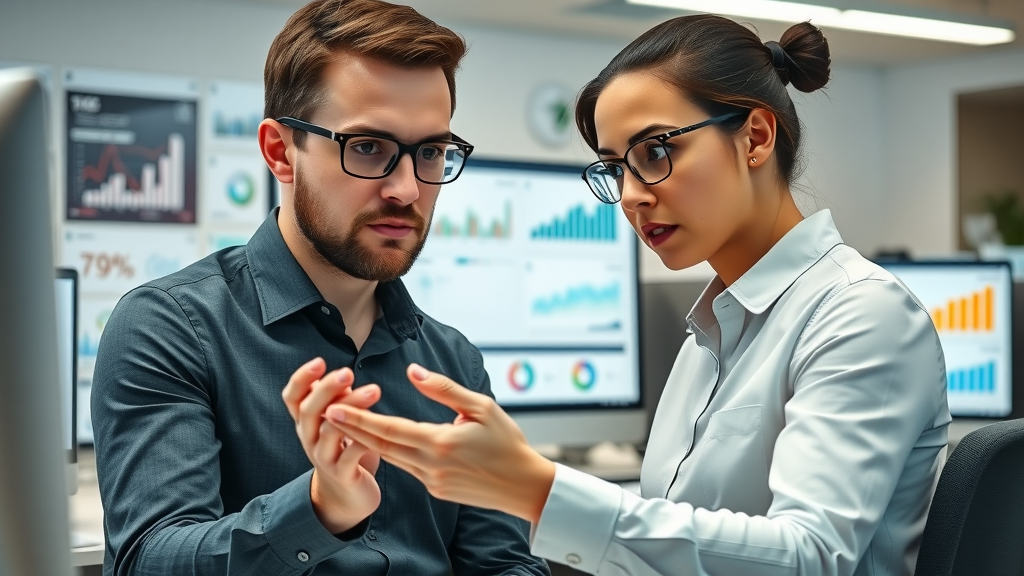 marketing campaign professionals analyzing poor campaign statistics for campaign performance