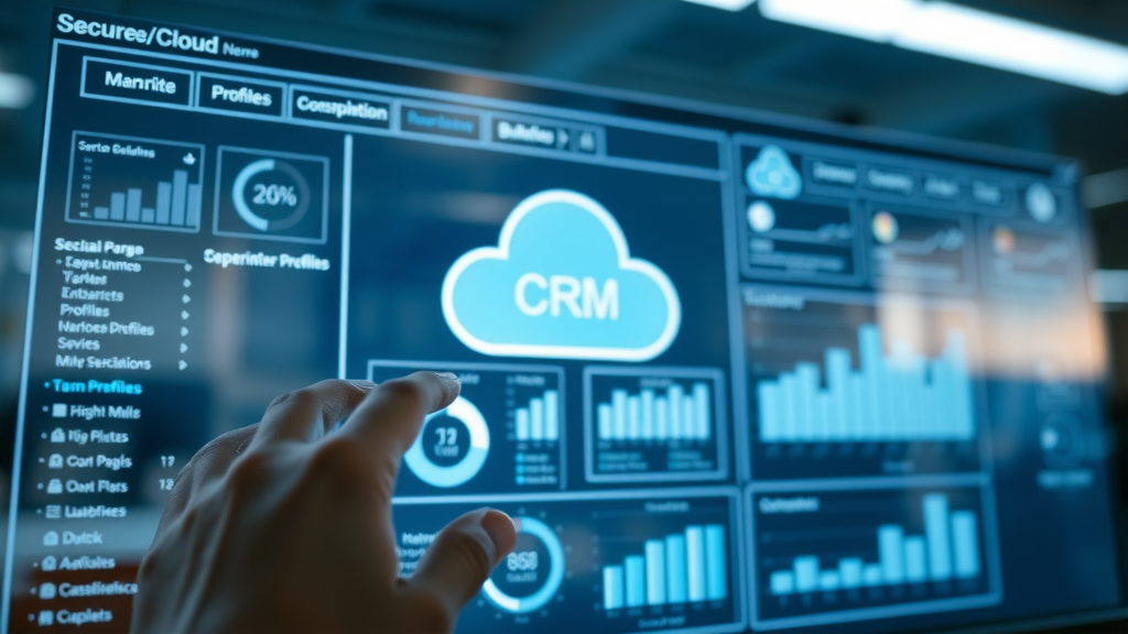 crm software benefits secure cloud-based CRM dashboard customer profiles chart