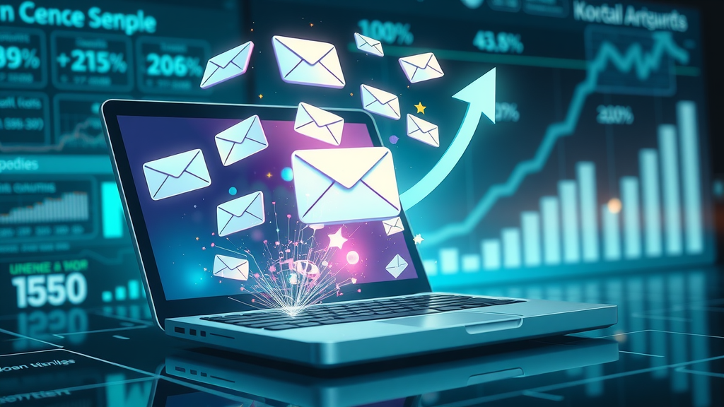automation software showing email icons and growth stats