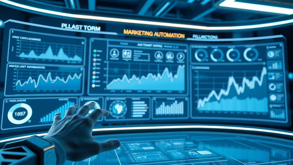 marketing automation tools futuristic digital dashboard analytical UI