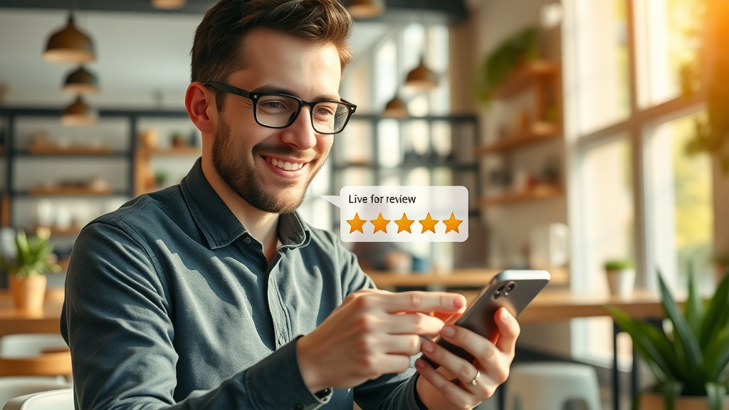 customer leaving five-star review for online reputation management