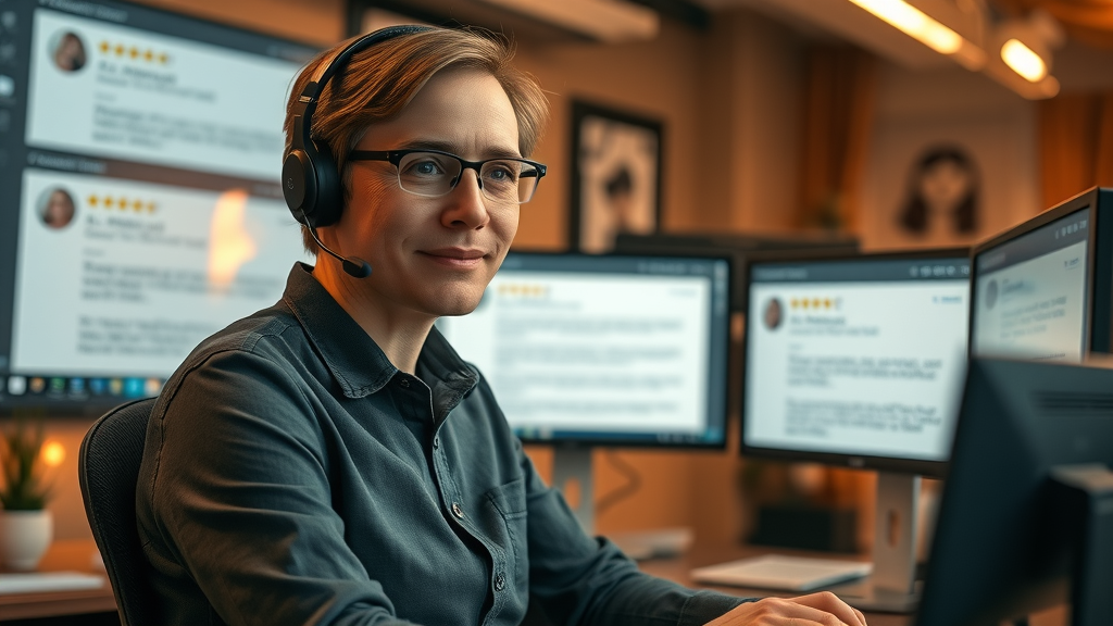 customer service representative responding to negative reviews in an empathetic and professional manner for online reputation recovery