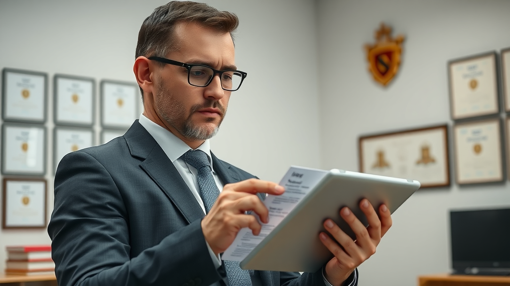 Professional compliance officer reviewing privacy policies and legal compliance for email marketing best practices