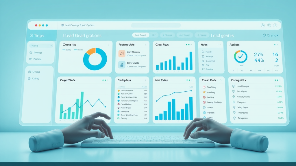 Visual comparison of top lead generation software tools with dashboards and analytical charts for effective generation strategy.