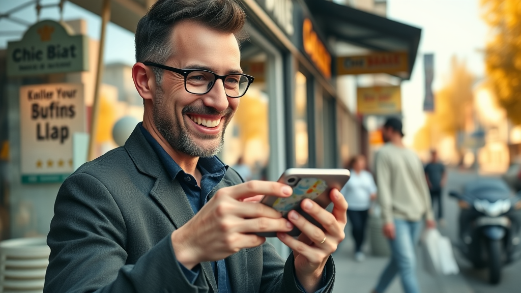 small business owner confirming business on local map listing, local digital marketing