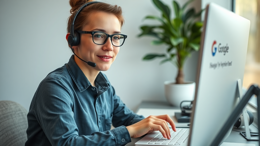 customer service representative replying to negative review on Google My Business - managing negative reviews - modern office