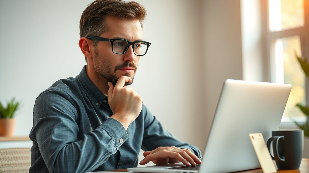 crm for small business owner evaluating crm software on a laptop in a bright workspace