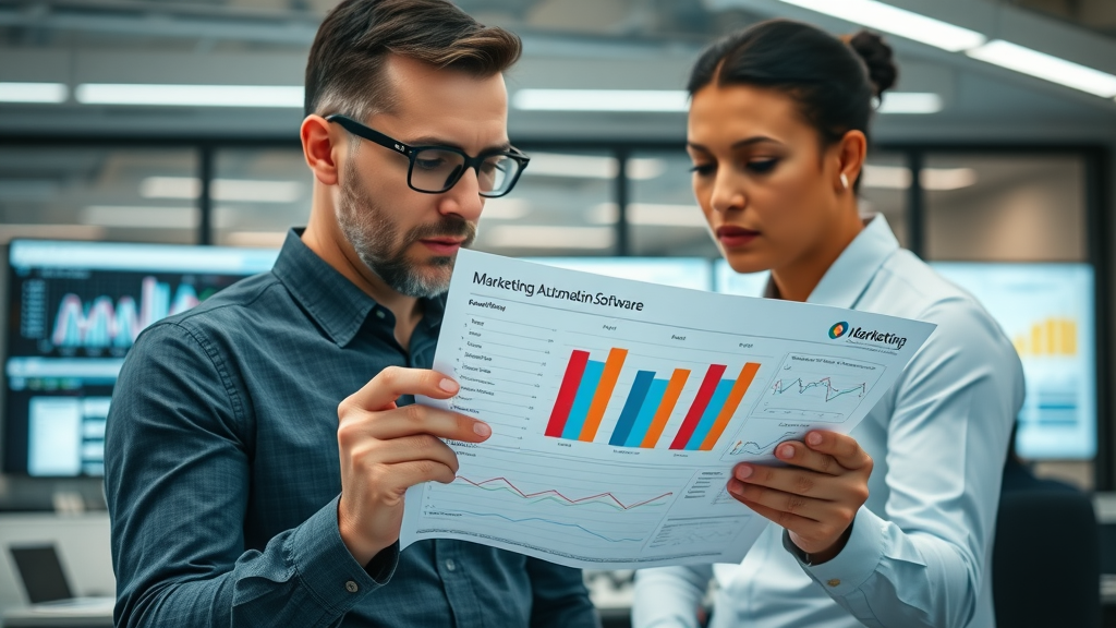 IT professional analyzing marketing automation software for workflow optimization
