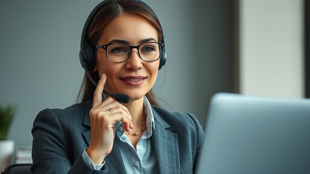 calm customer service manager addressing a negative review online - review response techniques