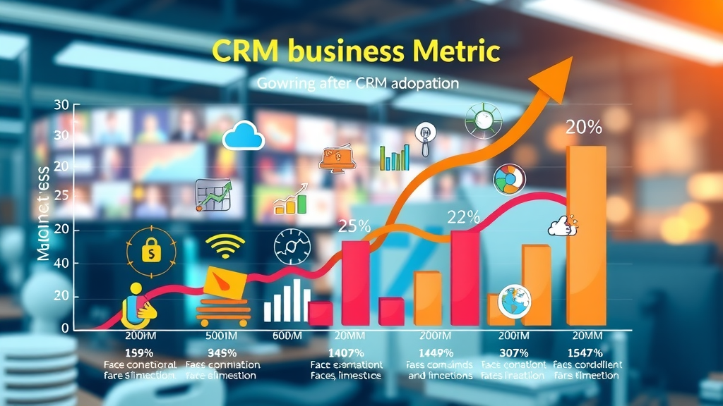 crm software benefits infographic business metrics growth chart