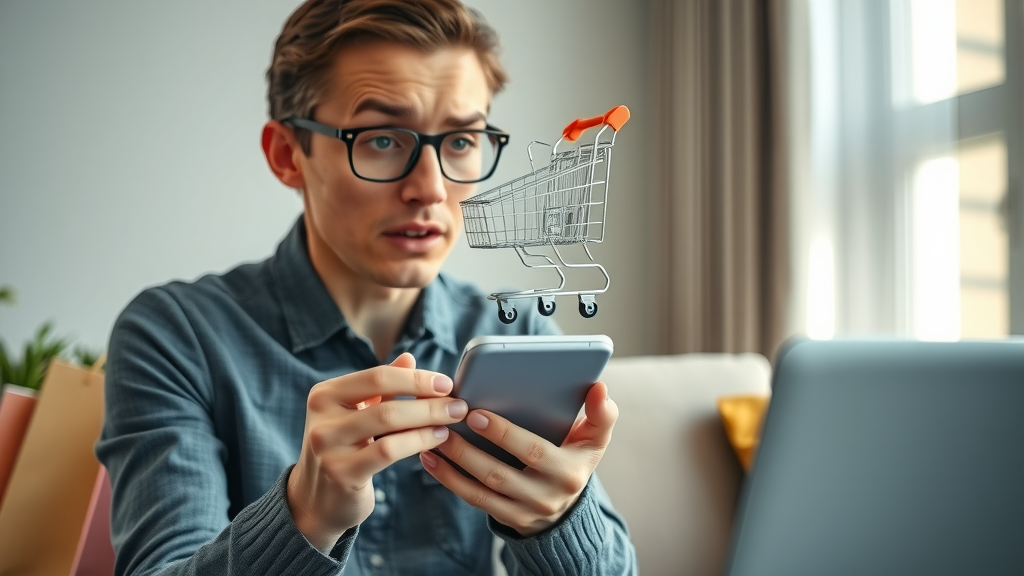 Online shopper receiving high-converting abandoned cart email campaign with animated floating cart