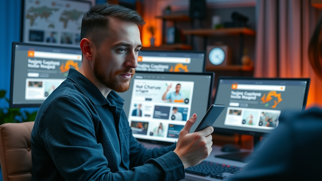 Web designer creating a high-converting landing page for digital marketing customer acquisition
