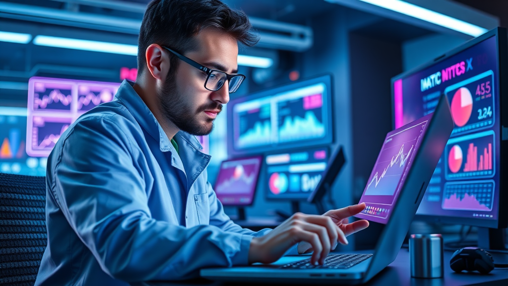 Innovative data scientist programming AI-based custom attribution models using advanced metrics.