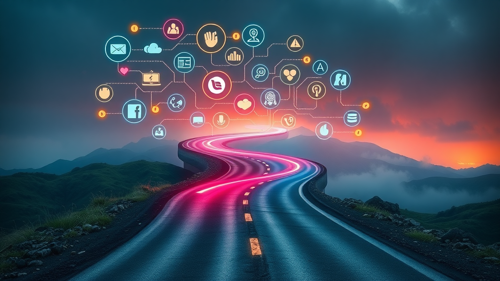 customer journey mapped by marketing automation tools with digital icons