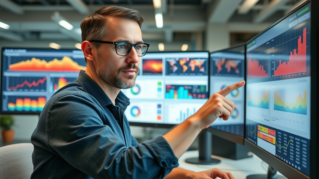 engaged marketer reviews customer engagement analysis data heatmaps and social media analytics