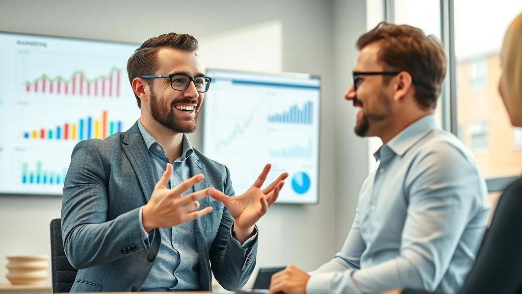 marketing consultant presenting campaign performance insights